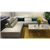 Image 2 : BNIB Lincoln Grey - Left Hand Facing Leather Sectional Couch - Retails: $3899