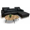 Image 1 : BNIB Reagan Black - Right Leather Sectional Couch - Retails: $2699
