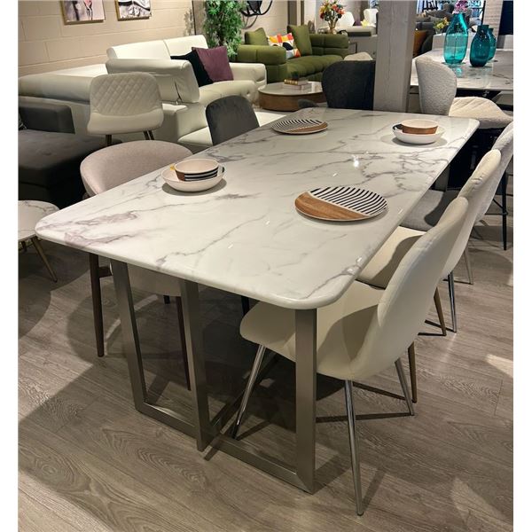 BNIB Caesar 59" Silver Marble Dining Table - Retails: $1399