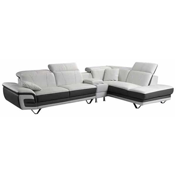 BNIB George white/grey - Right Hand Facing Leather Sectional Couch - Retails: $3999