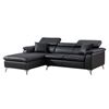 Image 1 : BNIB Reagan Black - Left Leather Sectional Couch - Retails: $2699