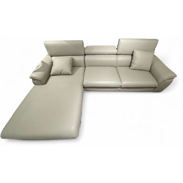 BNIB Reagan Grey - Left Leather Sectional Couch - Retails: $2699