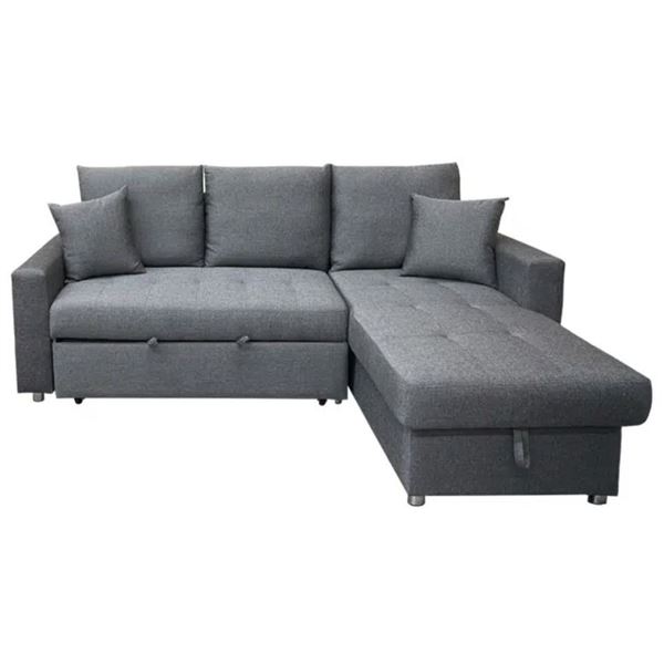 BNIB Jerry Medium Grey Sectional Sofa Bed - Retails: $1899
