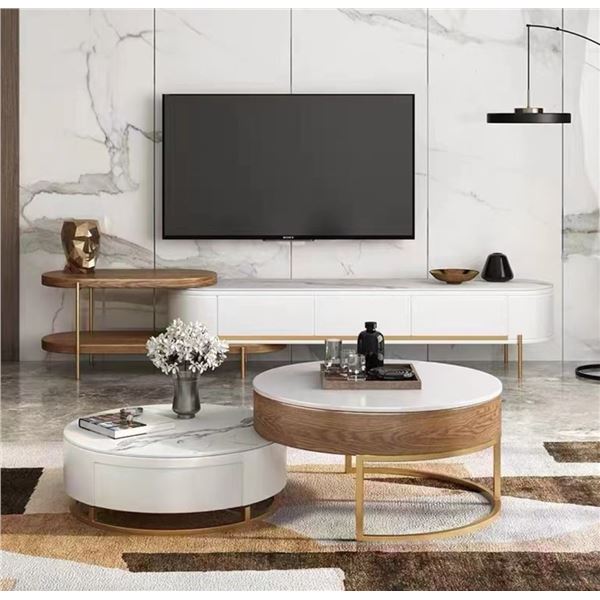 BNIB Twins Coffee Table - Retails: $1499 - big round top diameter 31, 18 high -