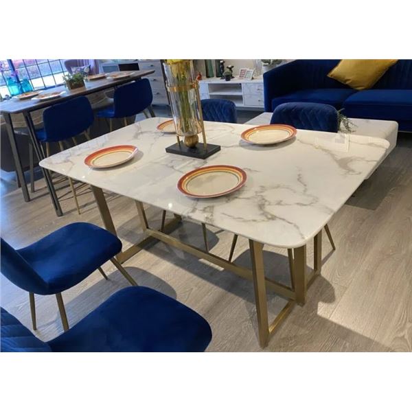 BNIB Caesar 59" Gold Marble Dining Table - Retails: $1399