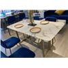 Image 1 : BNIB Caesar 59" Gold Marble Dining Table - Retails: $1399