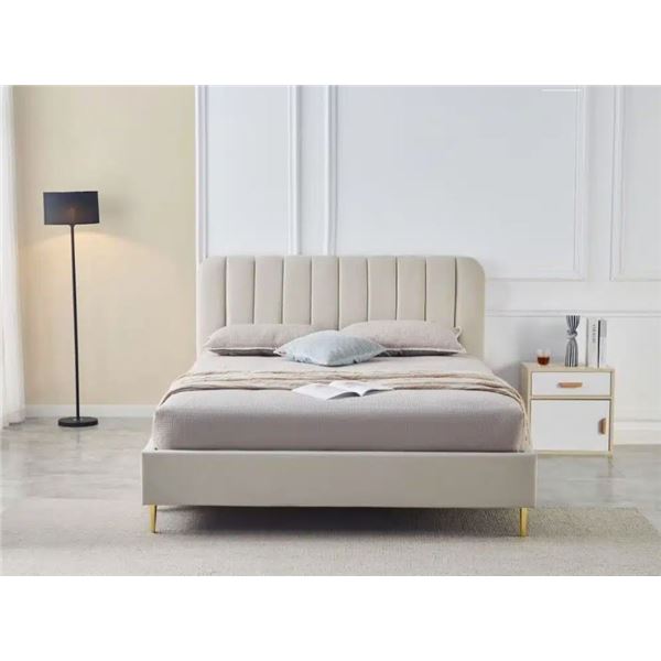BNIB Dallas King - Beige Platform Bed Frame - Retails: $1099