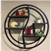 Image 1 : RS - Modern Black Round Metal Wall Shelf with Decorative Contents - Retails: $399 - Size: Diameter