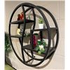 Image 2 : RS - Modern Black Round Metal Wall Shelf with Decorative Contents - Retails: $399 - Size: Diameter