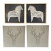 Image 1 : RS - Group of 4 Wall Art - Scandinavian Horses & Geometric Deer