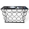 Image 1 : DHA Black Console Table w/Black Decorative Frame & Glass Top (42.5x32x14")