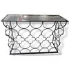 Image 1 : DHA Black Console Table w/Black Decorative Frame & Glass Top (47.5x34x16.5)