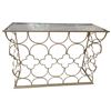 Image 1 : DHA Black Console Table w/Gold Decorative Frame & Glass Top (47.5x34x16.5)