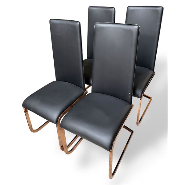 DAH - New Set of 4 Black Dining Chairs with Rose Gold Frames