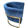 Image 2 : DHA Modern Blue Velvet Barrel Chair with Gold Metal Frame