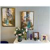 Image 1 : RS - Two Floral Wall Art Pieces & Assorted Tabletop Decor