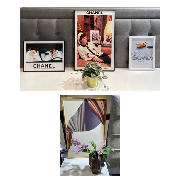 RS - Curated Decor Set - Framed Fashion Theme Art, Small Planters, and More