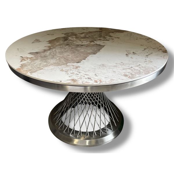 RS NEW Nicolas 47" Silver Marble Dining Table - Retails: $1699