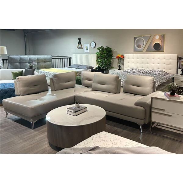 RS NEW Bill Grey - Left Leather Sectional Couch - Retails: $2599