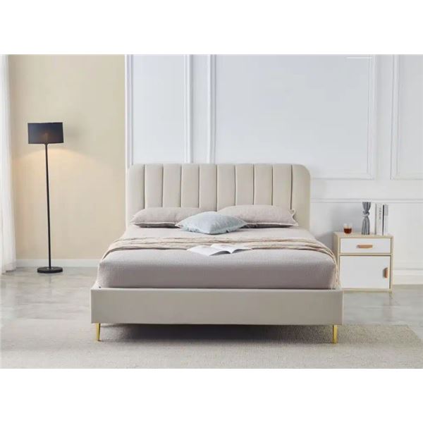 RS Dallas Queen - Biege Platform Bed Frame - Retails: $999