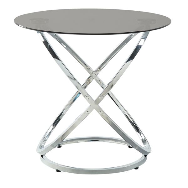 DAH - BNIB Round End Table with Glass Top & Chrome - 3707-04