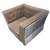 Image 2 : DAH - New Modern Taupe Tufted Armchair, Approx. Size: H 30" x W39" x 34"
