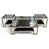 Image 1 : DAH - New Set of 3: Geometric Open Metal Frame Coffee Table (Approx. H17" x W47" x 47") & 2 Side Tab