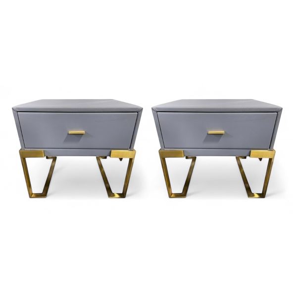 DAH - New Set of 2 Blue Nightstands, Approx. H21  x W21.5  x D18  Each