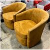 Image 2 : DAH - Show Home Set of 2 Mustard Velvet Barrel Accent Chairs, Approx. H28" x W29" x 32" Each