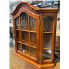 Image 2 : DAH - Elegant Arched Display Cabinet with Key — Cherry Finish, Glass Sides, Approx. H26.5" 