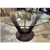 Image 2 : DAH - New Round Glass Table with Design Base, Approx. H30", Diameter 48" (Chairs not included)