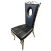 Image 1 : DAH - New Set of 5 Dining Chairs - Black - with Circular Cutout Back and Chrome Legs