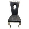 Image 2 : DAH - New Set of 5 Dining Chairs - Black - with Circular Cutout Back and Chrome Legs