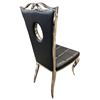 Image 3 : DAH - New Set of 5 Dining Chairs - Black - with Circular Cutout Back and Chrome Legs