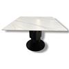 Image 1 : DAH - New Square White Carrera Ceramic Table with Gunmetal Powder‑Coated Base, Approx. H30"