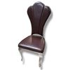 Image 1 : DAH - New Leather Dining Chair with Scalloped Fan Backrest and Silver Legs