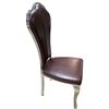 Image 2 : DAH - New Leather Dining Chair with Scalloped Fan Backrest and Silver Legs