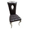 Image 2 : DAH - New Dark Brown Dining Chair with Circular Cutout Back and Chrome Legs