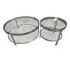 Image 1 : DAH - New Set of 2 Nesting Round Coffee Table with Silver Frames, Approx. H15" x 36" Diameter & H19.