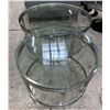 Image 2 : DAH - New Set of 2 Nesting Round Coffee Table with Silver Frames, Approx. H15" x 36" Diameter & H19.