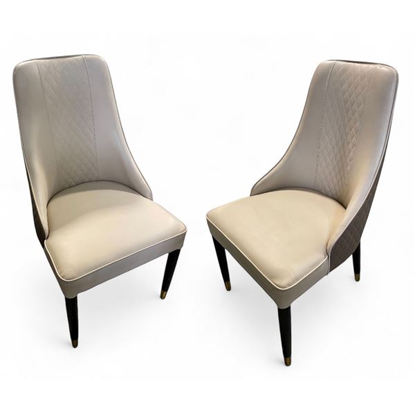 DAH - New Set of 2 Luxe - Egg Shell Dining Chairs - Beige & Dark Beige