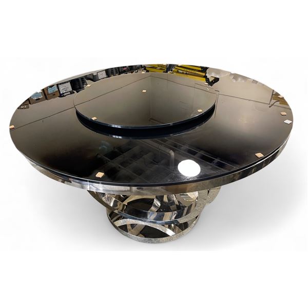 DAH - BNIB Round Black Glass Table with Rotating Center, Approx. H30" x Diameter 51"