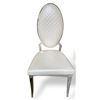 Image 2 : DAH - BNIB Set of 3 White Pearl Chairs with Silver Legs and Oval Backrest