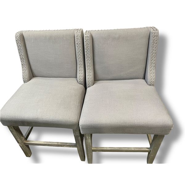 DAH - New Set of 2 Silver Nailhead Trim Dining Chairs - Grey