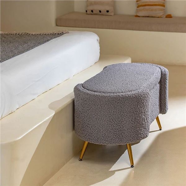 DAH - BNIB Oval Storage Bench - Grey - 30in - retails: $500