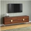 Image 1 : DAH - BNIB Priya Entertainment Unit, 4 Door, Walnut - 70.9x15.8x21.7 in - Retails: $2600
