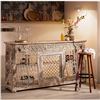 Image 1 : DAH - BNIB Jali Wooden Console, Wrought Iron Panel - Retails: $2900