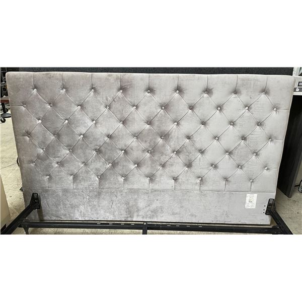 DAH - New King Bed Frame - Velvet Grey Includes Headboard and Rails - Complete