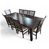 Image 1 : DAH - Dark Wood Dining Set, Extension Table + 8 Chairs, Approx. H30" x W99" x D41.5 (tab