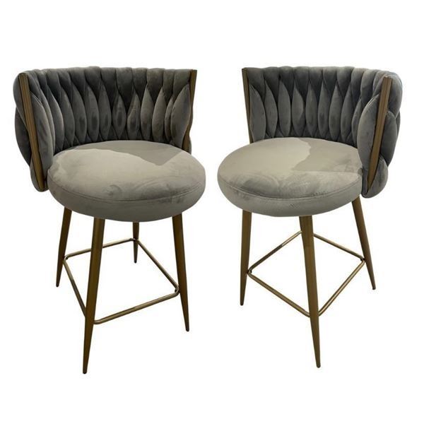 BNIB Jewel Group of 2 Bar Chair - Grey Dining Chair or Bar Chair Set - Retails: $478